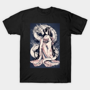 Geisha and Dragon 7818 T-Shirt